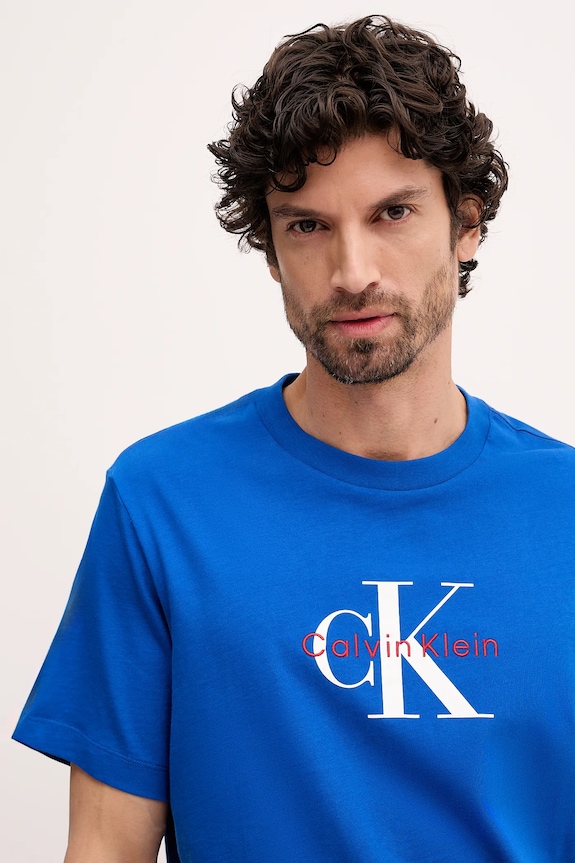 Calvin Klein Jeans t-shirt męski bawełniany niebieski LV04RB862G