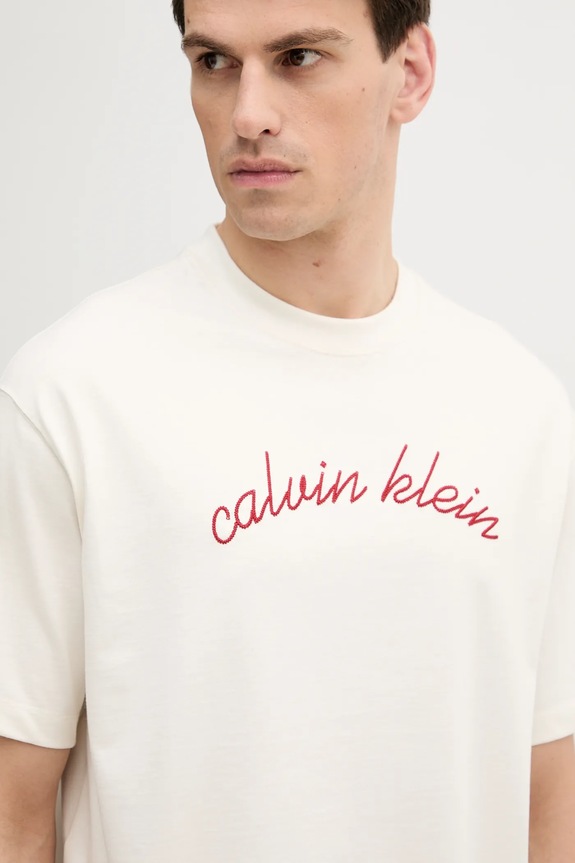Bavlnené tričko Calvin Klein Jeans béžová LV04RC225G
