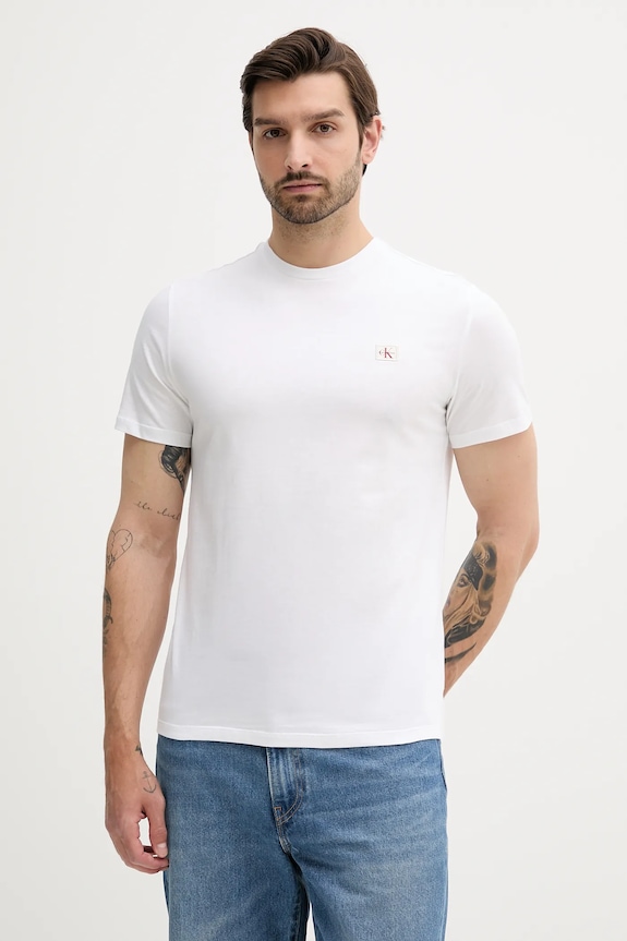 Calvin Klein Jeans férfi pamut T-shirt pamut fehér LV04RC272G