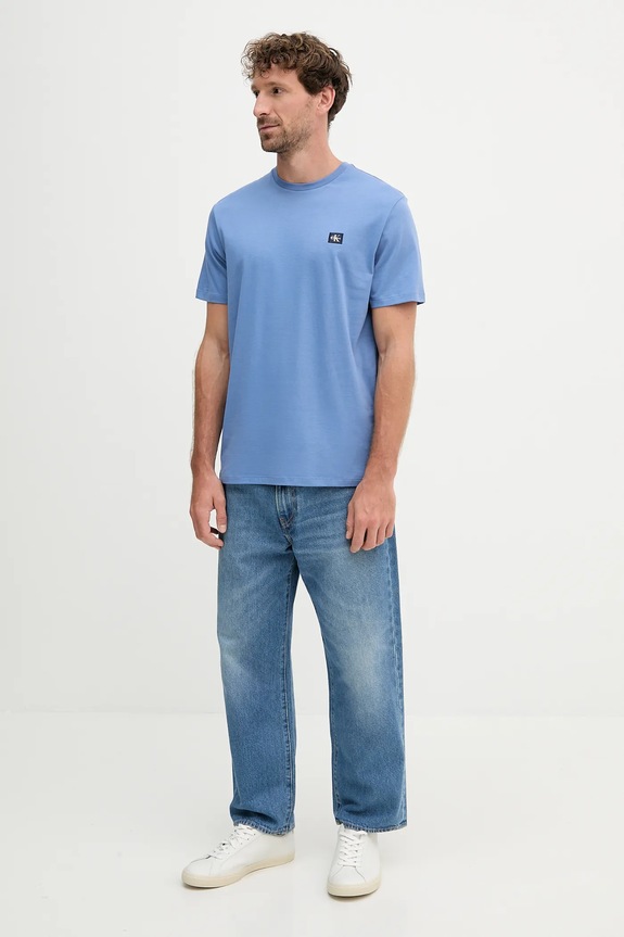 Calvin Klein Jeans t-shirt męski bawełniany LV04RC272G niebieski SS26