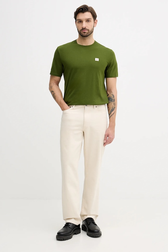 Calvin Klein Jeans t-shirt męski bawełniany LV04RC272G zielony SS26