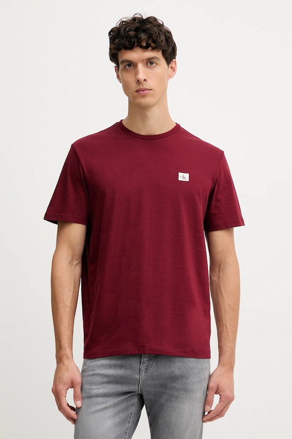 Calvin Klein Jeans t-shirt męski bawełniany bordowy LV04RC272G