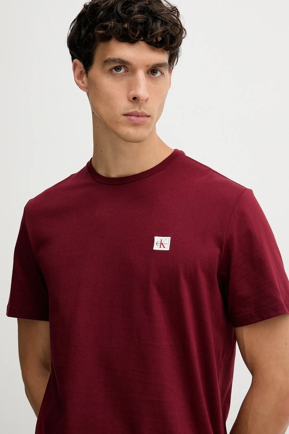 Calvin Klein Jeans t-shirt męski bawełniany bordowy LV04RC272G