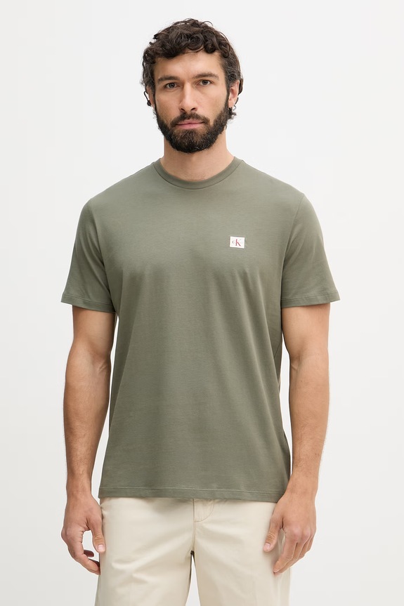 Calvin Klein Jeans t-shirt ανδρικό βαμβακερό πράσινο LV04RC272G