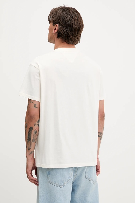 Odzież Tommy Jeans t-shirt bawełniany DM0DM21387 beżowy