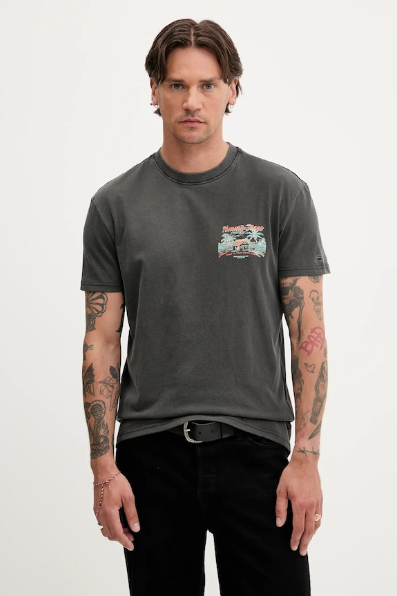Oblečenie Bavlnené tričko Tommy Jeans DM0DM21866 sivá