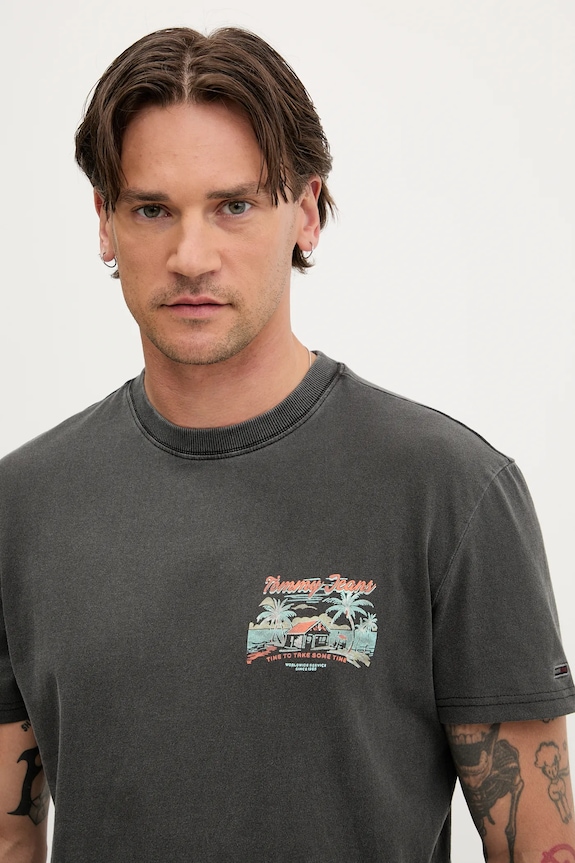 Bavlnené tričko Tommy Jeans sivá DM0DM21866