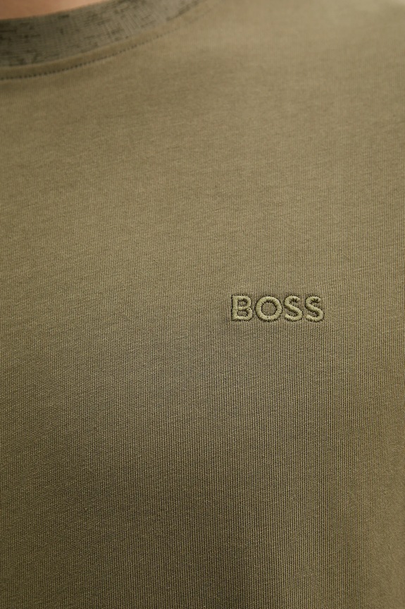 Bavlnené tričko BOSS Orange Te_Tirecollar zelená 50543813