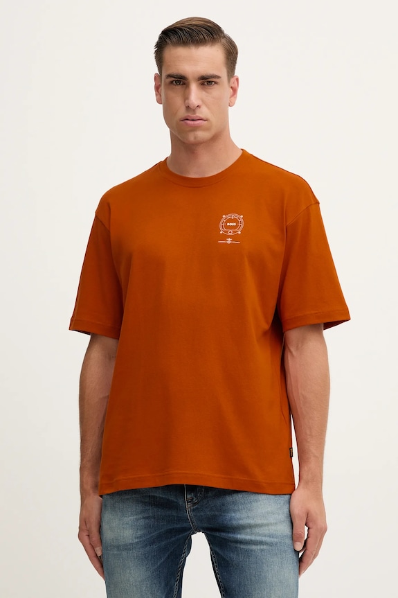 BOSS Orange tricou din bumbac Te_voyage print portocaliu 50546370
