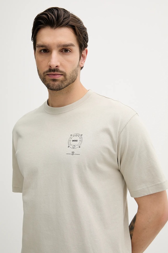 BOSS Orange tricou din bumbac Te_voyage gri 50546370