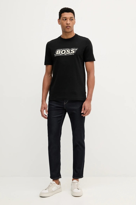 Bavlnené tričko BOSS Orange Te_Wheel 50546381 čierna AW25