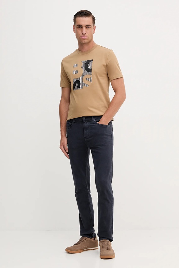 BOSS pamut póló 50543901 bézs AW25