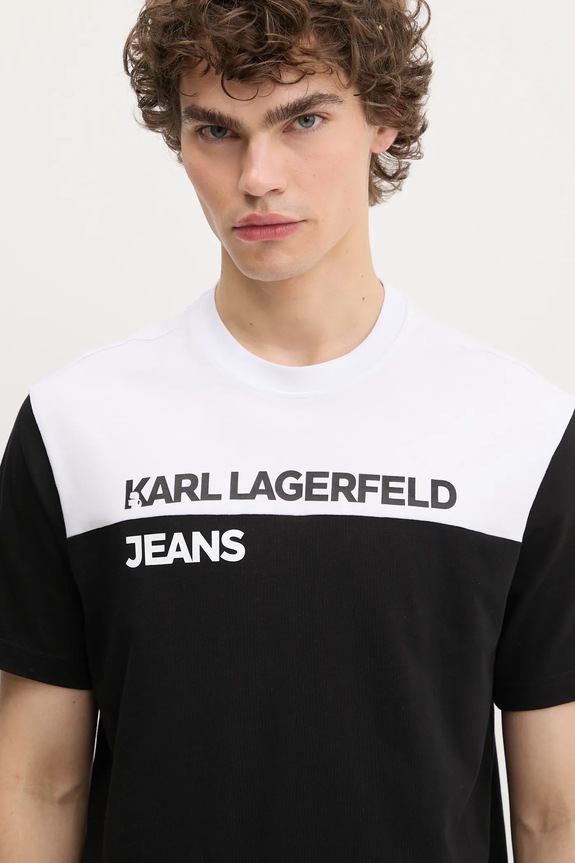 Βαμβακερό μπλουζάκι Karl Lagerfeld Jeans μαύρο A3M17004