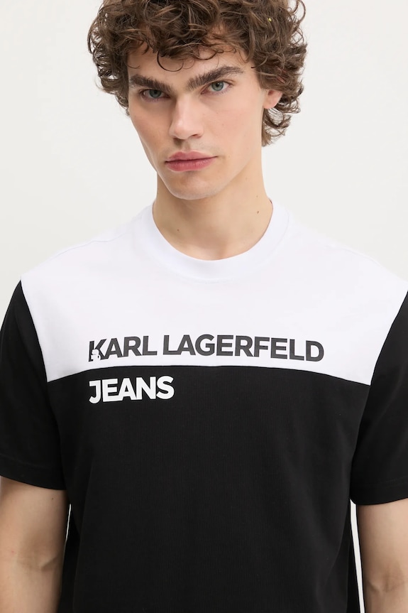 Βαμβακερό μπλουζάκι Karl Lagerfeld Jeans μαύρο A3M17004