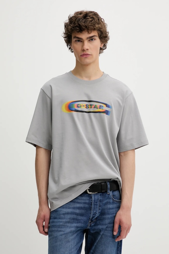 G-Star t-shirt bawełniany nadruk szary D26039.C784