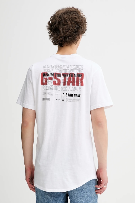 G-Star t-shirt bawełniany bawełna biały D26043.C372
