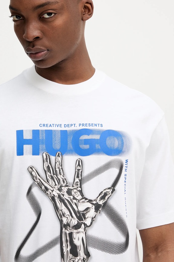 Hugo Blue t-shirt bawełniany Nopix biały 50543494