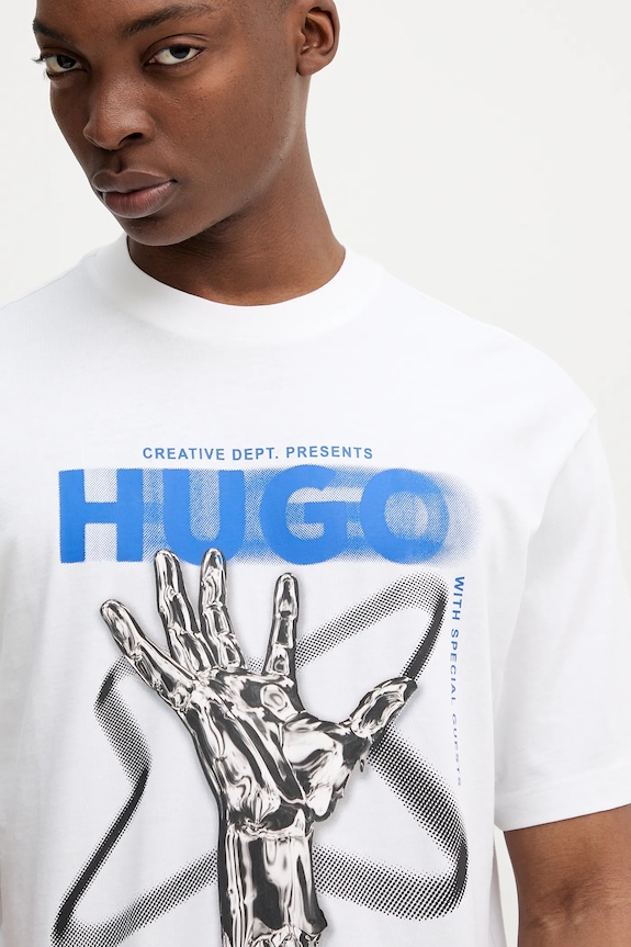 Hugo Blue t-shirt bawełniany Nopix biały 50543494