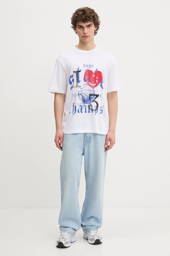 HUGO Blue tricou din bumbac Notix 50543495 alb AW25