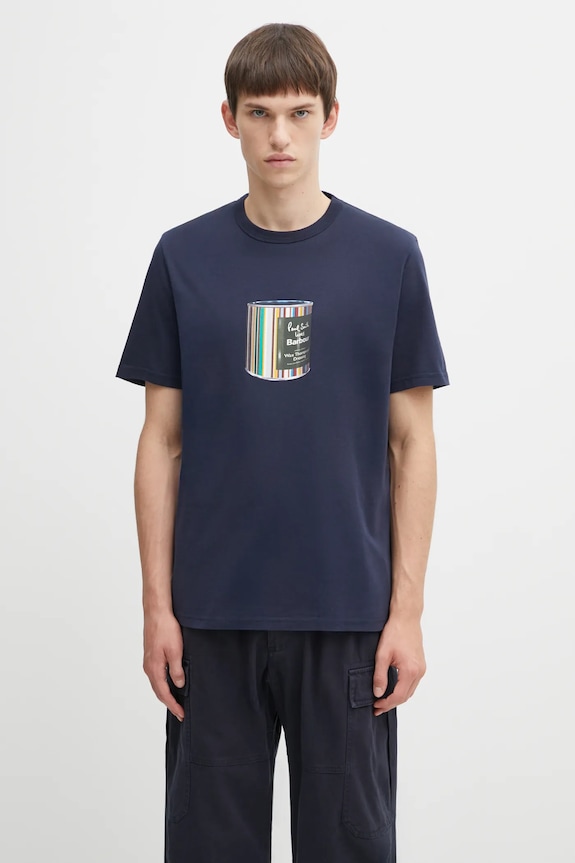 Barbour cotton t-shirt x Paul Smith Wax Can regular navy MTS1526NY91