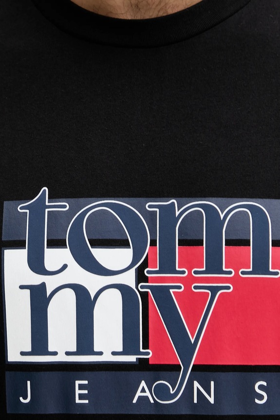 Tommy Jeans pamut póló fekete DM0DM21977