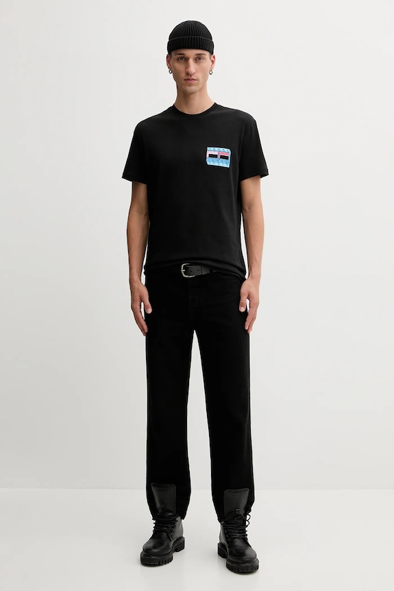 Βαμβακερό μπλουζάκι Tommy Jeans DM0DM21980 μαύρο AW25