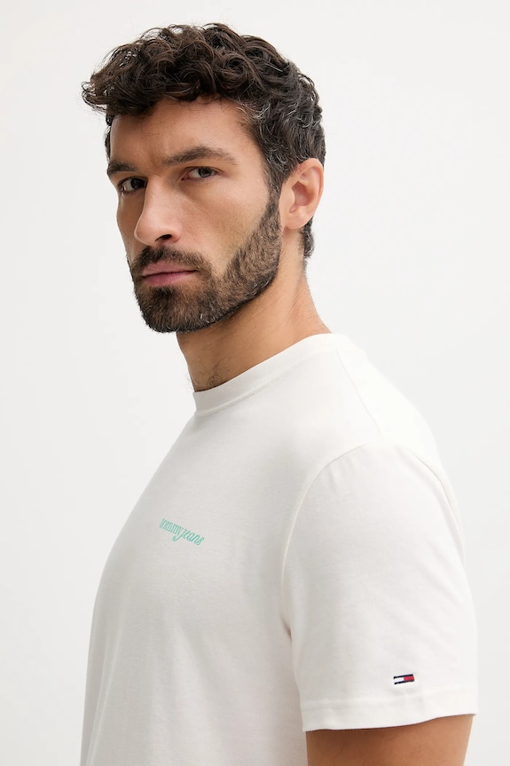 Oblačila Bombažna kratka majica Tommy Jeans DM0DM21982 bež
