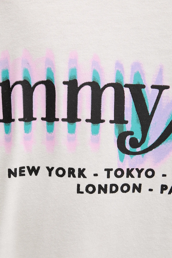 Bombažna kratka majica Tommy Jeans bež DM0DM21982