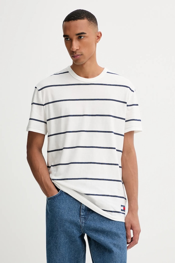 Bavlnené tričko Tommy Jeans regular béžová DM0DM21983