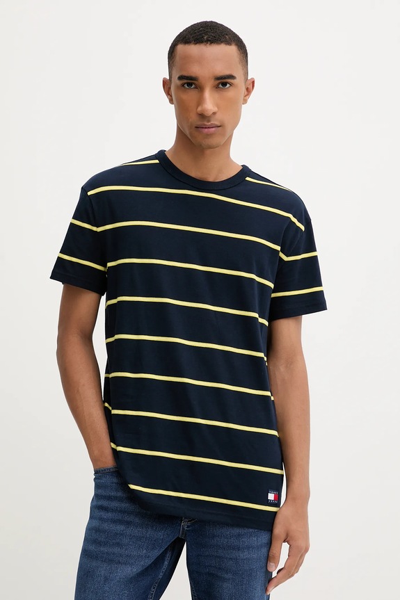 Tommy Jeans pamut póló pamut sötétkék DM0DM21983