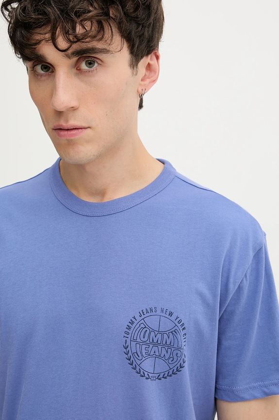 Pamučna majica Tommy Jeans plava DM0DM21987