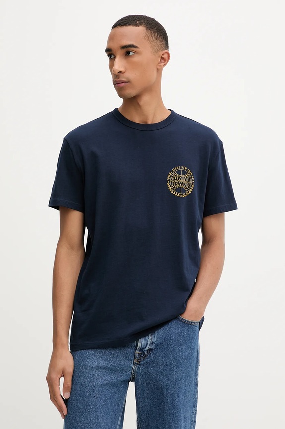 Tommy Jeans pamut póló pamut sötétkék DM0DM21987