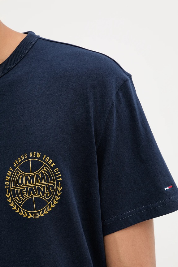 Tommy Jeans pamut póló sötétkék DM0DM21987