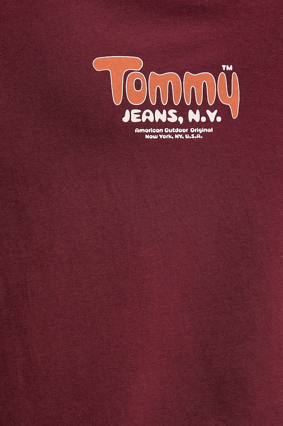 Bavlnené tričko Tommy Jeans DM0DM22049 burgundské
