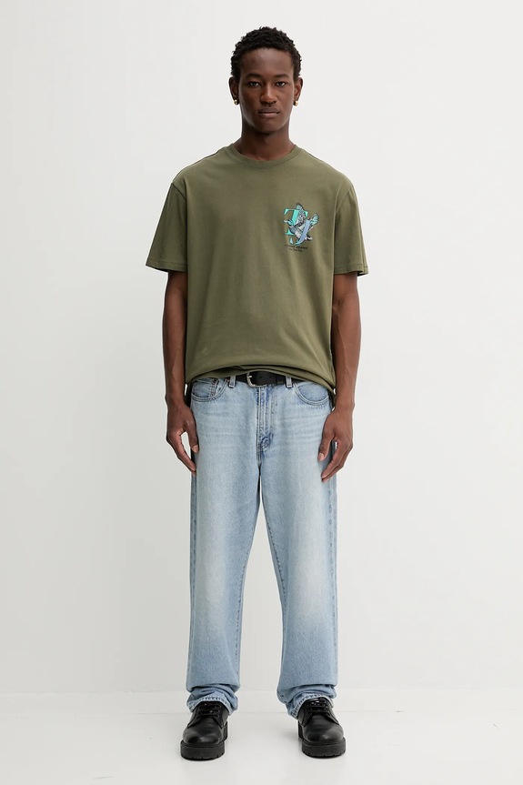 Tommy Jeans pamut póló DM0DM22060 zöld AW25
