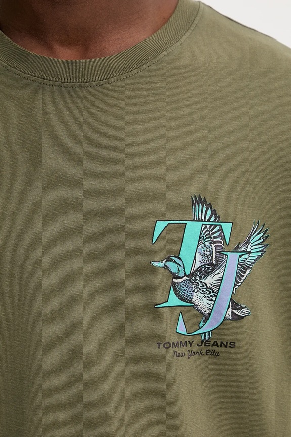 Tommy Jeans pamut póló DM0DM22060 zöld