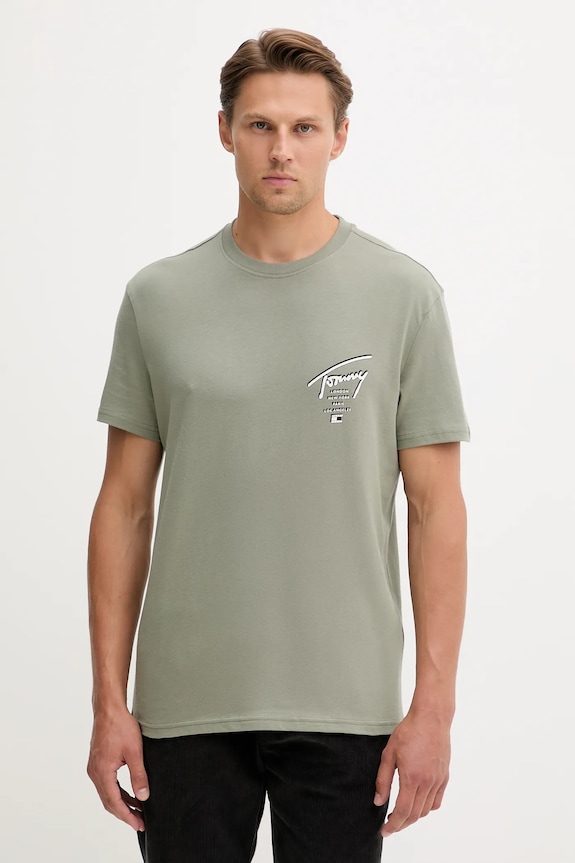 Oblečení Bavlněné tričko Tommy Jeans DM0DM22120 zelená