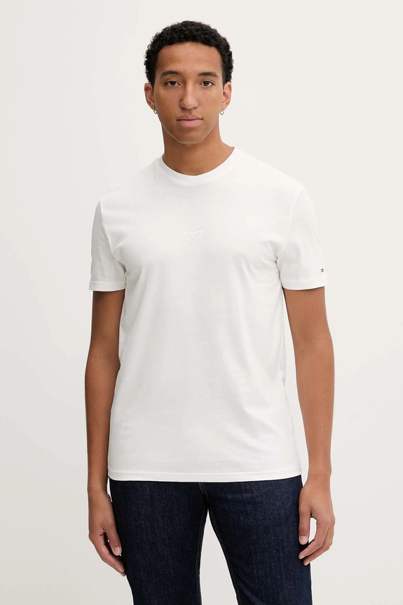 Pamučna majica Tommy Jeans Planet friendly bijela DM0DM22138