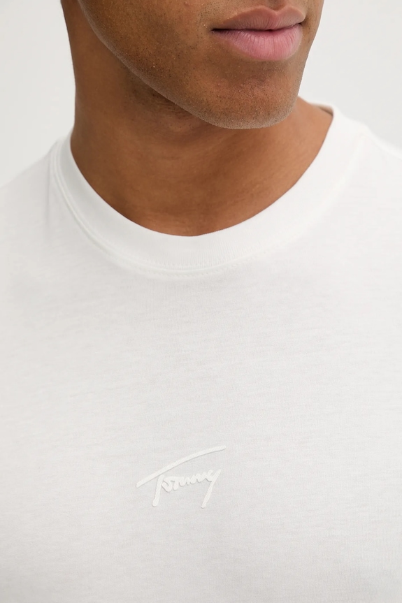 Βαμβακερό μπλουζάκι Tommy Jeans DM0DM22138 λευκό