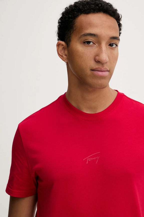 Ρούχα Βαμβακερό μπλουζάκι Tommy Jeans DM0DM22138 κόκκινο