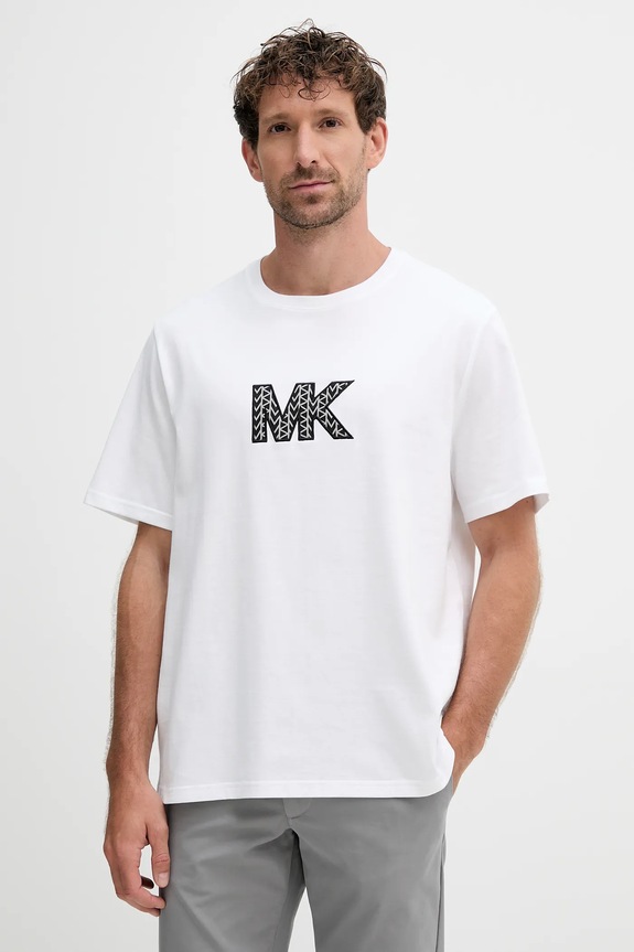 Bavlněné tričko Michael Kors nášivka bílá CT552LN1V2