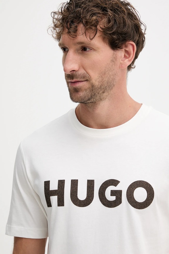 Oblečenie Bavlnené tričko HUGO Dulivio_U253 50542737 béžová