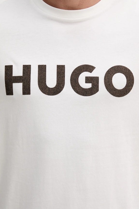 Bavlnené tričko HUGO Dulivio_U253 béžová 50542737