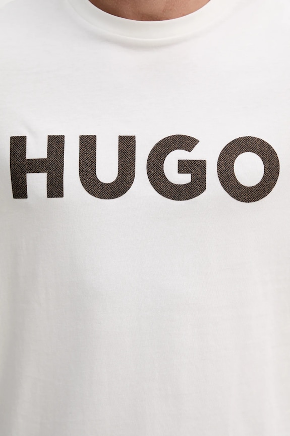 Bavlnené tričko HUGO Dulivio_U253 béžová 50542737