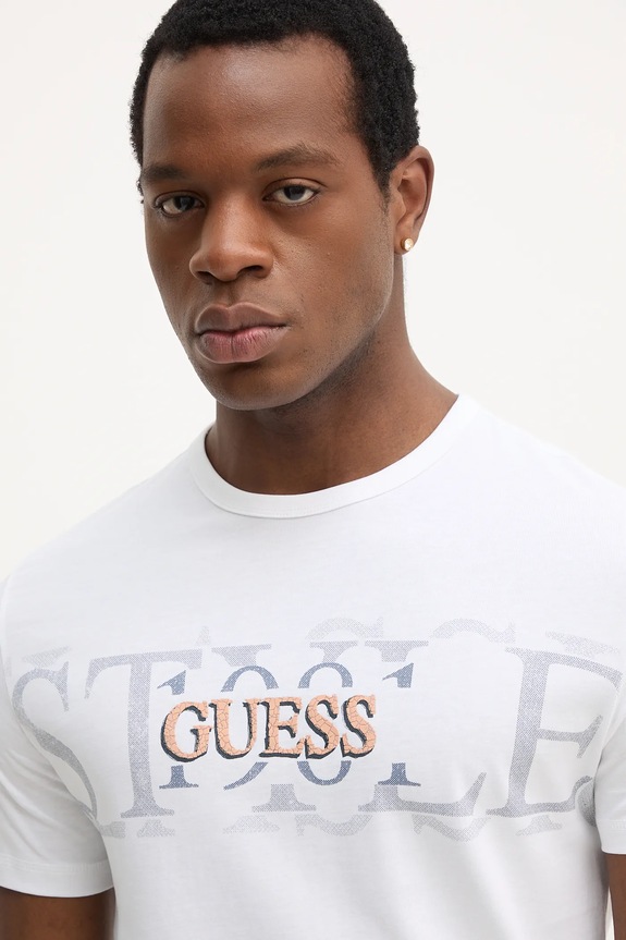 Хлопковая футболка Guess белый M5YI14.I3Z14