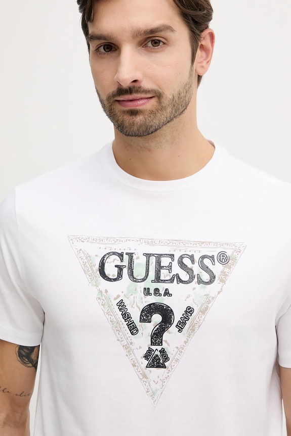 Bavlnené tričko Guess biela M5YI15.I3Z14