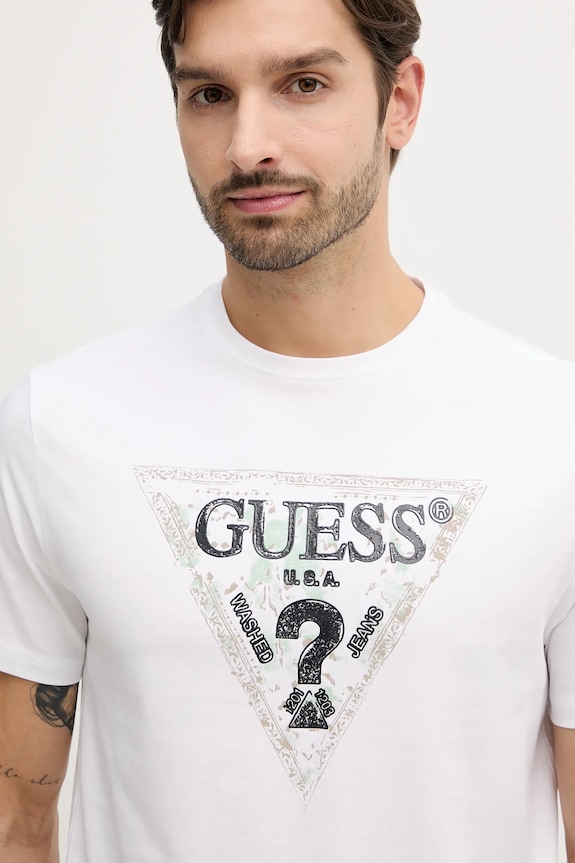 Bavlnené tričko Guess biela M5YI15.I3Z14