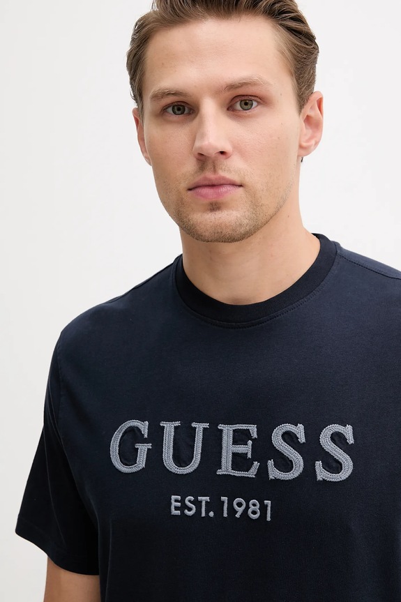 Odzież Guess t-shirt bawełniany M5YI17.I3Z14 granatowy