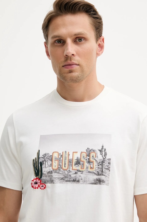 Guess t-shirt bawełniany biały M5YI45.KBW41