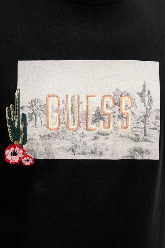 Βαμβακερό μπλουζάκι Guess M5YI45.KBW41 μαύρο